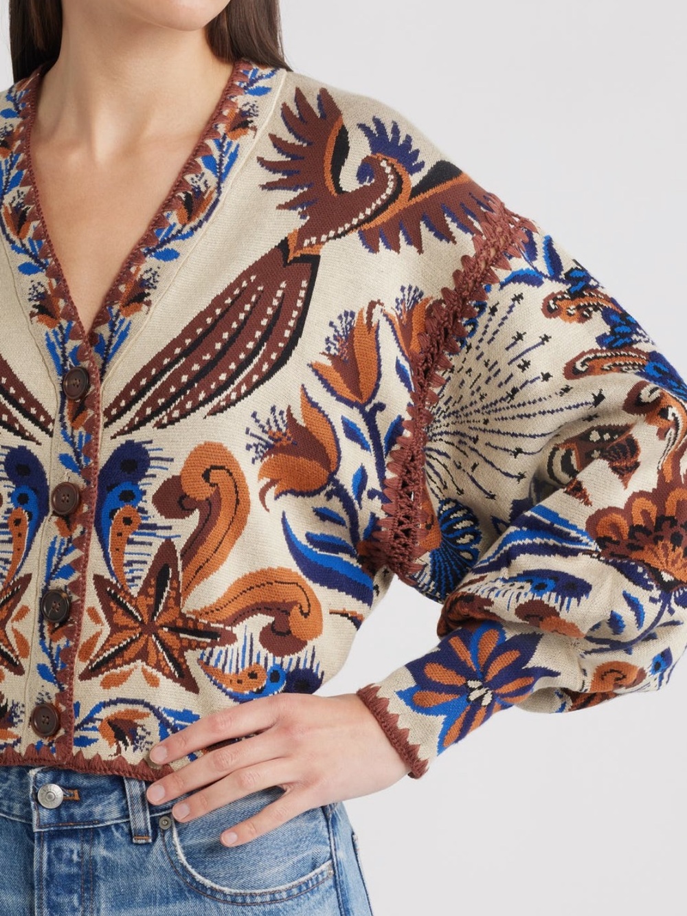 FARM Rio Nature Land Sand Knit Cardigan NWT Size XL Boho - Picture 4 of 10